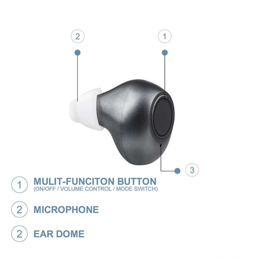 JHA39H Rechargeable ITE Digital Hearing Aid